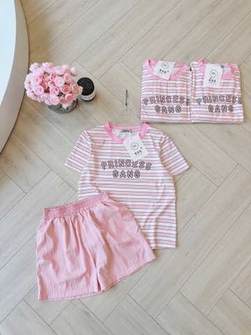 SET BỘ ÁO HỒNG KẺ PRINCESS GANG NỮ SẴN