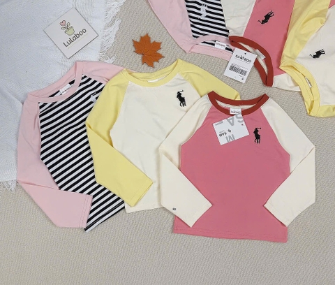 SET 3 ÁO NGỰA PHỐI MÀU DÀI TAY BÉ GÁI SẴN