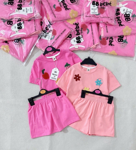 SET COTTON HOA QUẢ NỔI TONE HỒNG BÉ GÁI(SALE 89k)