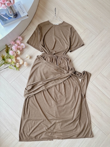 SET LEN NÂU VÁY SUÔNG BUỘC KHĂN NỮ THU ĐÔNG