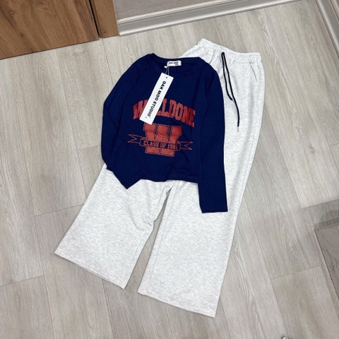 SET ÁO DÀI TAY COTTON THAN QUẦN ỐNG RỘNG 2 DA NỮ