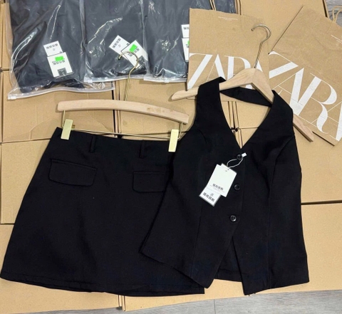 SET VEST CỔ YẾM CV TÚI NẮP NỮ