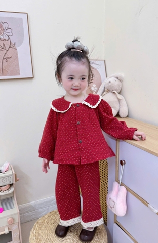 SET BỘ XÔ ĐỎ DÀI BÈO REN BÉ GÁI