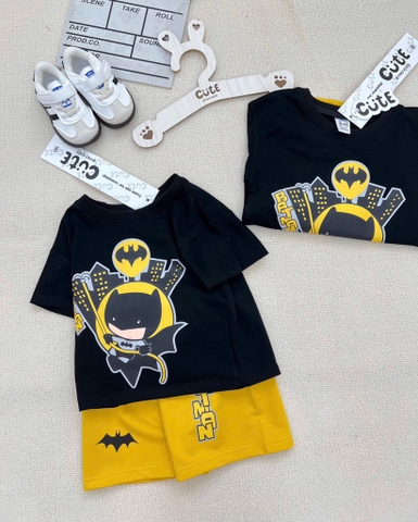 SET BỘ COTTON BATMAN TONE ĐEN VÀNG CHO BÉ TRAI( xả 57k )