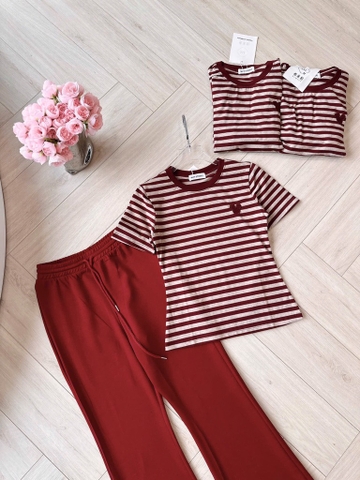 SET ÁO KẺ MIX QUẦN LOE GẤU NỮ