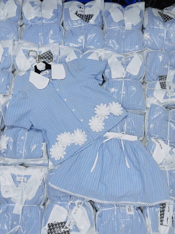 SET BÈO PHỐI HOA KẺ XANH DƯƠNG NỮ