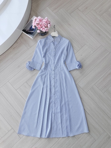 VÁY KẺ LI TRƯỚC HOA TAY CÚC BỌC NỮ SẴN