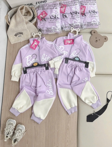 BỘ DÀI NỈ HAI DA CAO CẤP BARBIE TÍM BÉ GÁI