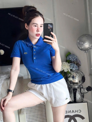 ÁO POLO LACOSTE THÊU CÁ SẤU XANH DƯƠNG NỮ SẴN (SALE 60k)