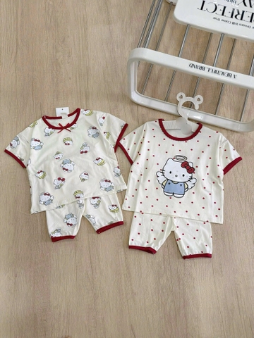 SET 2 BỘ KITTY PHỐI VIỀN ĐỎ CHO BÉ GÁI