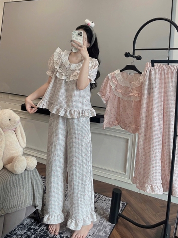 SET BỘ BÈO KẺ QUẦN DÀI MẶC NHÀ NỮ SẴN(SALE 129k)