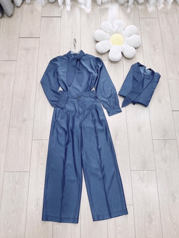 SET BÒ NỮ CỔ CAO NƠ VẠT QUẦN SUÔNG THU ĐÔNG SẴN