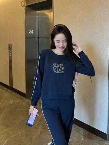 SET DÀI NỈ DA CÁ MIU MIU XANH THAN NỮ THU ĐÔNG