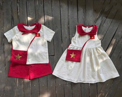 BỘ CONSET CỜ ĐỎ SAO VÀNG BÉ TRAI BÉ GÁI