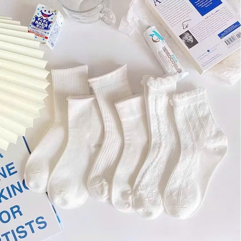 ĐỒ LÓT - SET 10 ĐÔI TẤT BÈO TRẮNG