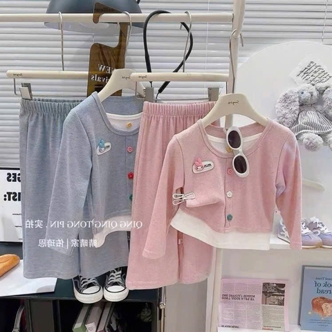 SET BỘ DÀI LÔNG THỎ HỒNG XÁM BÉ GÁI (SALE 63K)