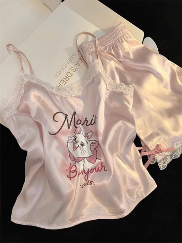 SET ĐỒ NGỦ LỤA SIÊU CƯNG HÌNH MÈO NỮ