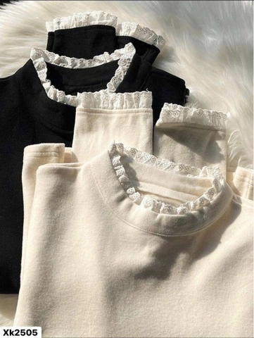 SET 2 ÁO ZIP NỈ LÔNG PHỐI REN NỮ