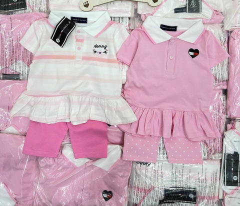 SET 2 BỘ BABYDOLL QUẦN LEGGING THÊU TONE HỒNG BÉ GÁI SẴN (SALE 130k)