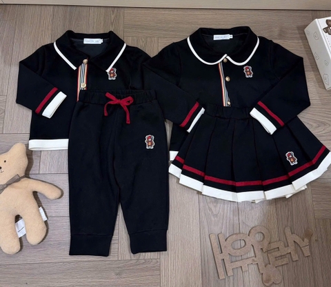 SET BỘ DÀI PHỐI VIỀN THÊU GẤU BÉ TRAI BÉ GÁI SẴN (SALE TRAI 95K - GÁI 100K)