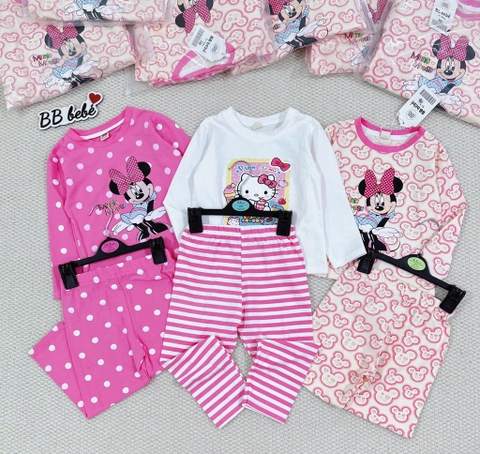 SET 3 BỘ DÀI MICKEY HELLO KITTY TONE HỒNG BÉ GÁI(XẢ 155k)
