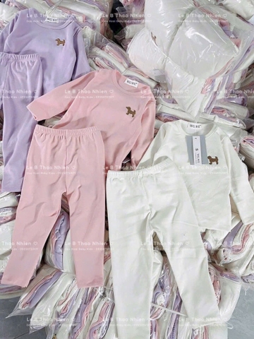 SET 3 BỘ DÀI NỈ LÔNG THÊU CHÓ BÉ GÁI SẴN