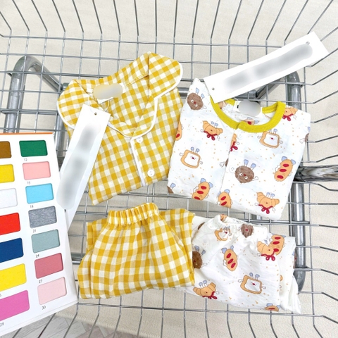 SET 2 BỘ DÀI PIJJAMA MẶC NHÀ 2 MÀU BÉ TRAI BÉ GÁI(XẢ VÀNG 100: 105k)