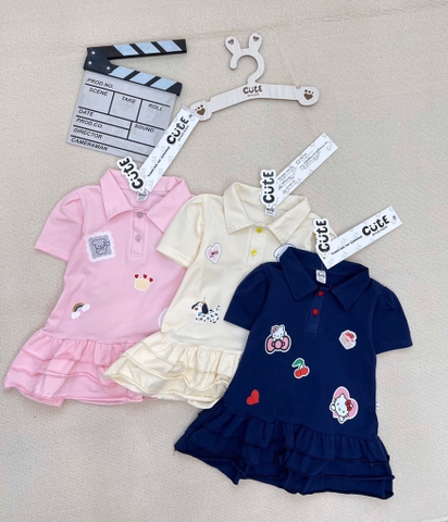 VÁY POLO CỔ BẺ 3 TẦNG HÀN QUỐC CHO BÉ GÁI