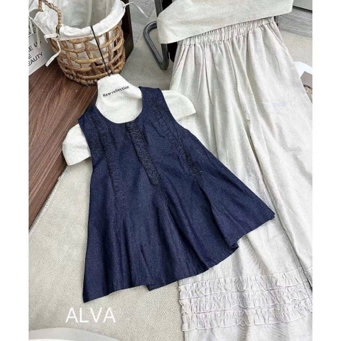 SET ÁO BÒ MIX CHÂN VÁY BE NỮ
