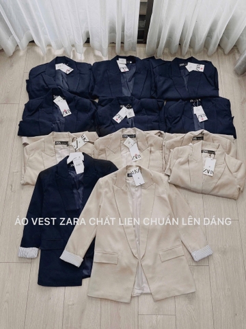 ÁO BLAZER LI-EN ÉP MÙNG PHỐI TAY KẺ 2 LỚP NỮ THU ĐÔNG SẴN