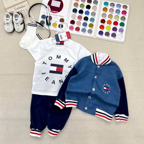 SET 3CT ÁO PHÔNG + ÁO KHOÁC BÒ QUẦN DÀI TOMMY CHO BÉ TRAI