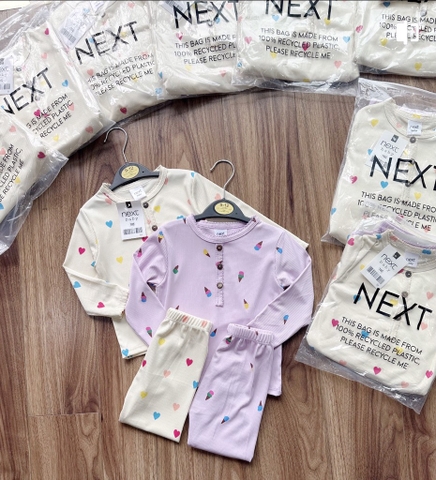 SET 2 BỘ DÀI BÉ GÁI LEN TĂM KEM TIM TÍM BE SẴN