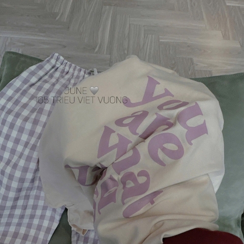 SET BỘ QUẦN KẺ TÍM NỮ