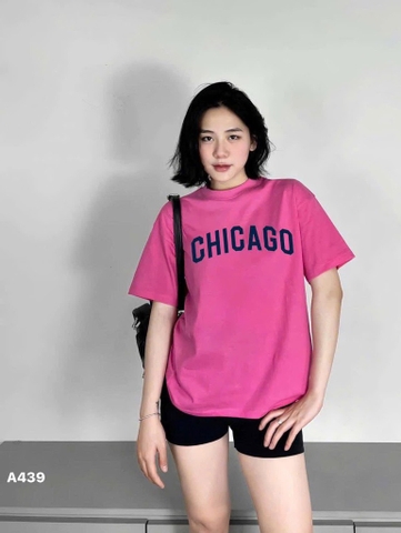 ÁO PHÔNG HỒNG CHICAGO CỘC TAY NỮ