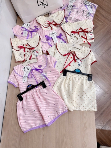 SET 2 BỘ BÈO BÈO CHẤM BI TÍM BE BÉ GÁI