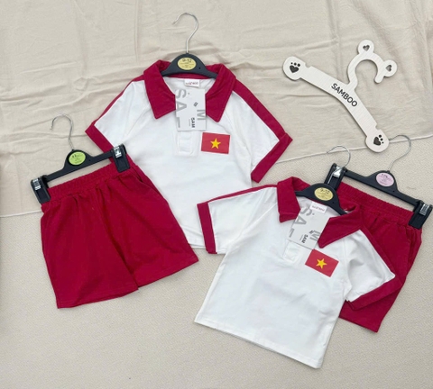 SET BỘ ÁO VIỆT NAM PHỐI TRẮNG ĐỎ BÉ TRAI