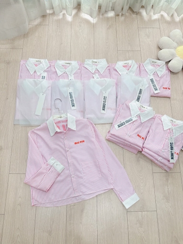 ÁO SƠ MI MIU MIU CỔ PHỐI CÚC NGỌC SẴN( xả 99k )