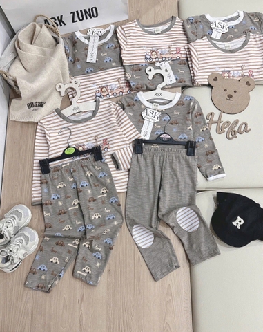 SET 2 BỘ DÀI Ô TÔ CHẤT XƯỢC TONE RÊU KẺ BÉ TRAI