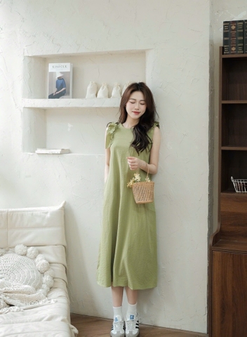 VÁY SUÔNG TAY BÈO XANH CỐM NỮ SẴN