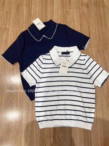 ÁO POLO DỆT VIỀN REN ZARA NỮ