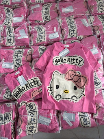 ÁO PHÔNG HỒNG HELLO KITTY RÁCH NỮ SẴN