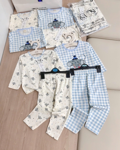 SET 2 BỘ DÀI CARO XANH VOI BÉ TRAI SẴN