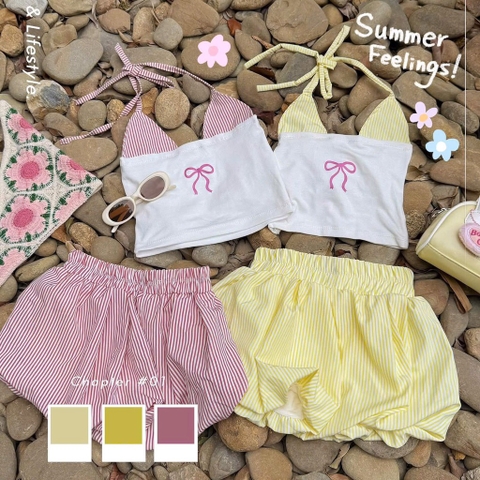 SET BỘ KẺ NƠ 2 DÂY 2 MÀU HỒNG VÀNG KÈM QUẦN BÍ BÉ GÁI