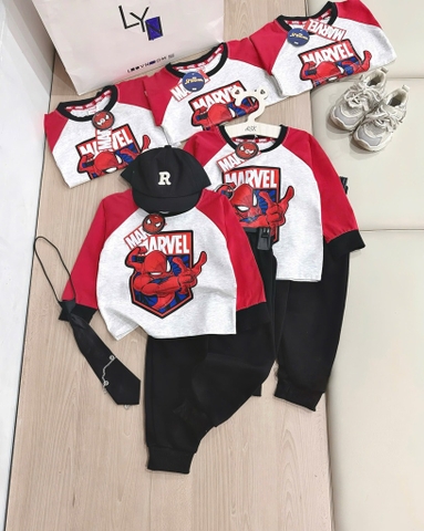 SET BỘ DÀI NGƯỜI NHỆN – QUẦN CHÂN CUA ĐỎ ĐEN BÉ TRAI