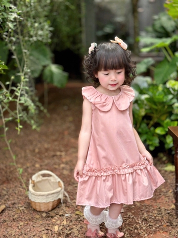 VÁY ĐŨI HỒNG CỔ SEN ĐUÔI CÁ TIỂU THƯ CHO BÉ GÁI SẴN (SALE 65k)