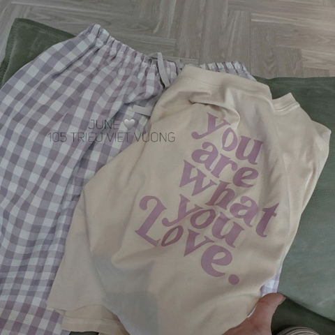 SET BỘ DÀI YOU LOVE QUẦN KẺ TÍM NỮ THU ĐÔNG