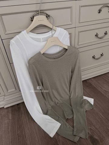 SET ÁO THUN ZIP 2 MÀU RÊU TRẮNG NỮ THU ĐÔNG