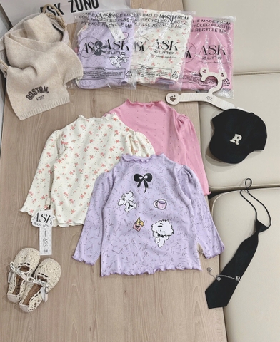 SET 3 ÁO ZIP GIỮ NHIỆT TONE HỒNG TÍM BE DÀI TAY BÉ GÁI
