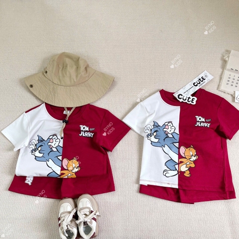 SÉT BỘ COTTON TOM & JERRY TONE TRẮNG ĐỎ CHO BÉ TRAI
