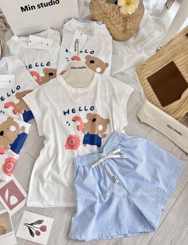 SET ÁO COTTON GIẤY QUẦN THÔ MỀM 3 MÀU NỮ